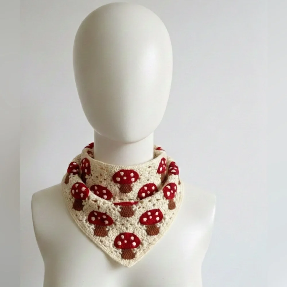 Crochet Bandana Set | Heart & Mushroom Motifs Bundle